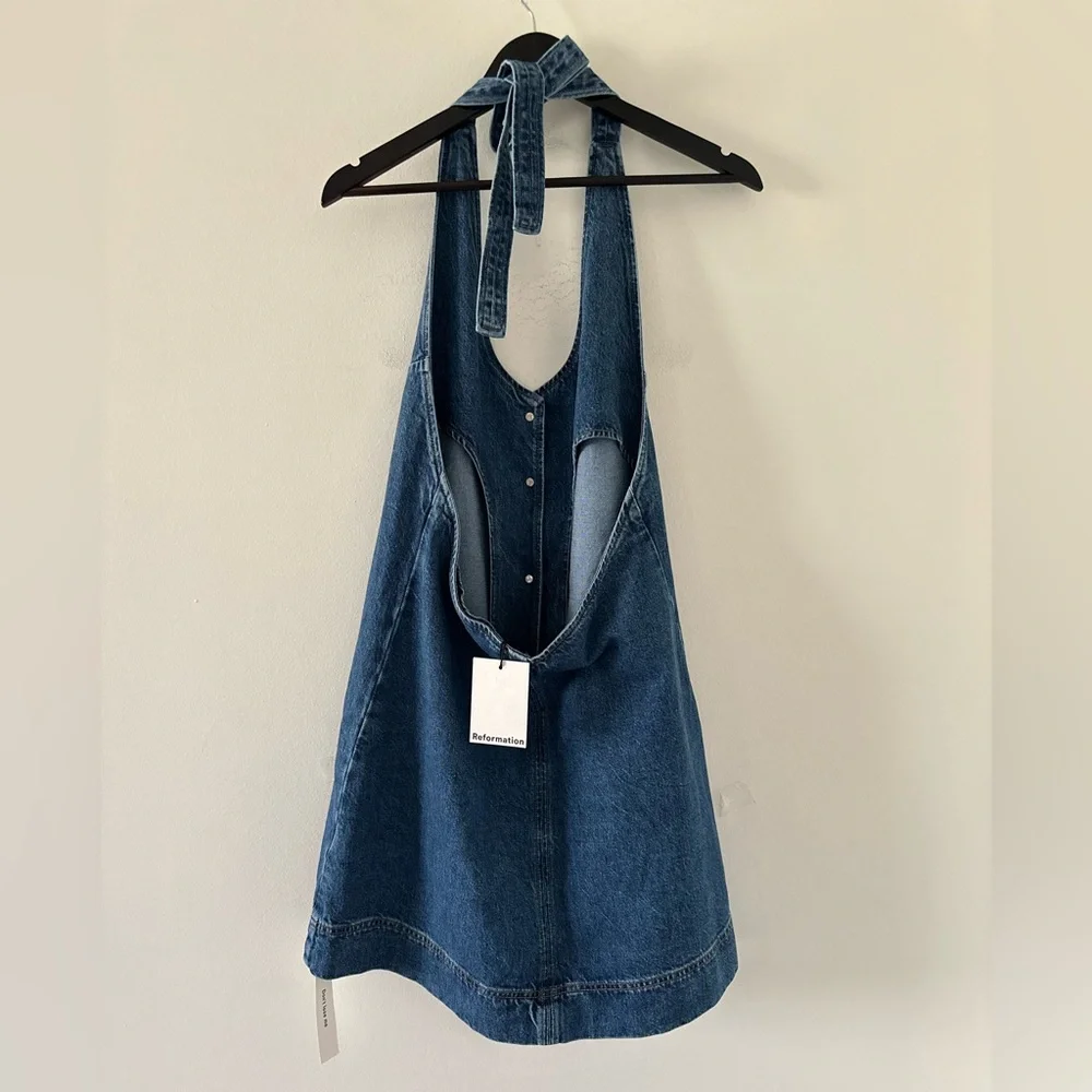 NWT Reformation Brittany Halter Denim  Dress - Picture 11 of 15